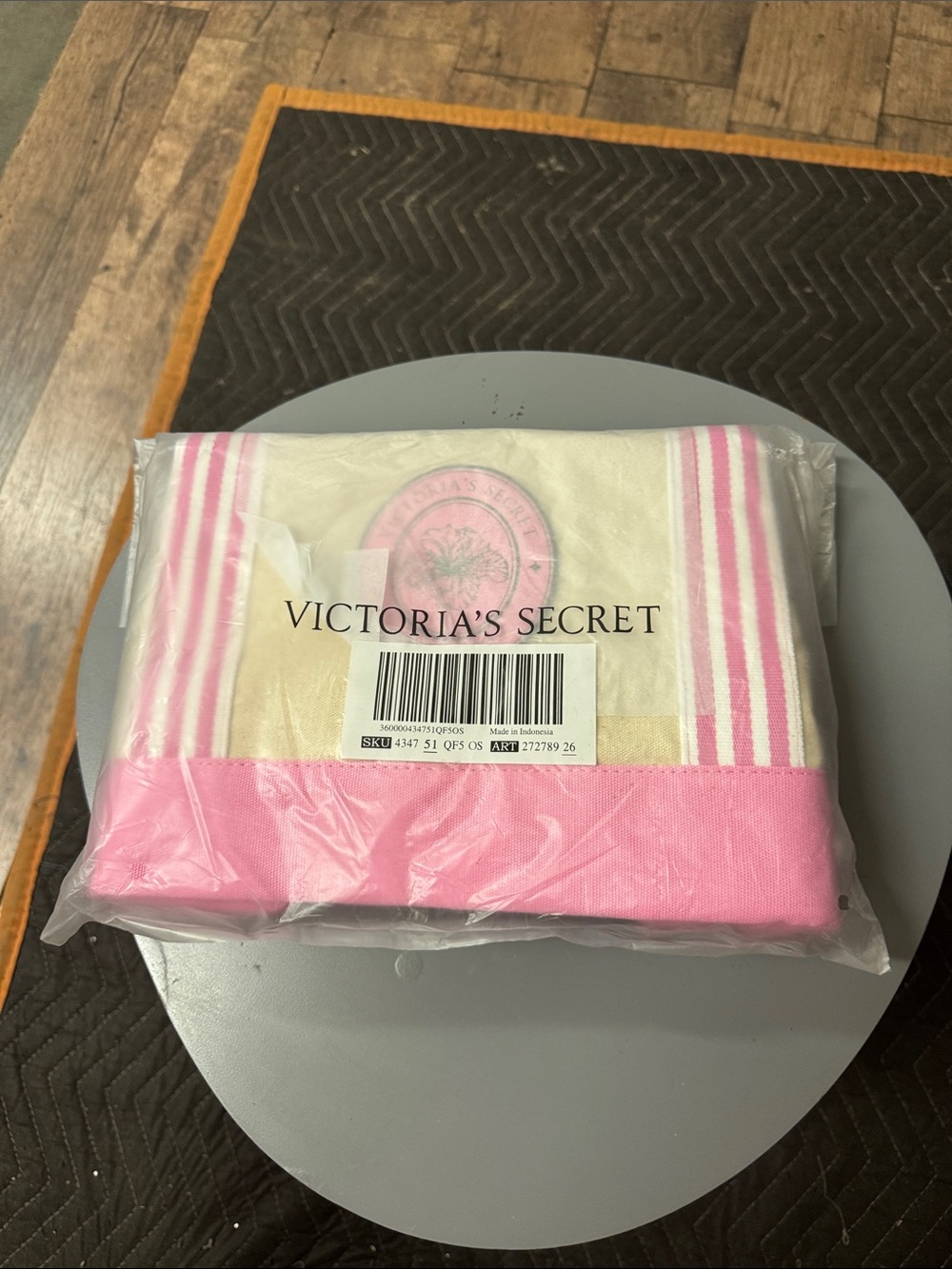 Victoria's Secret Cream and Pink Packaged Beach Towel